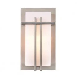 Doheny 1-Light Steel Modern Outdoor Wall Light Sconce Lantern with Opal Acrylic Shade by Bel Air Lighting -GlowNest Shop steel bel air lighting outdoor sconces 40280 st c3 1000
