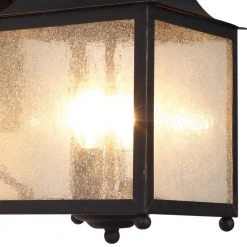 Santa Ines 2-Light Weathered Bronze Outdoor Wall Light Sconce Lantern with Seeded Glass by Bel Air Lighting -GlowNest Shop weather bronze bel air lighting outdoor sconces 45631 wb 4f 1000