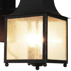 Santa Ines 3-Light Weathered Bronze Outdoor Wall Light Sconce Lantern with Seeded Glass by Bel Air Lighting -GlowNest Shop weather bronze bel air lighting outdoor sconces 45632 wb 4f 1000