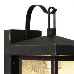 Santa Cruz 1-Light Weathered Bronze Outdoor Wall Light Sconce Lantern with Seeded Glass by Bel Air Lighting -GlowNest Shop weather bronze bel air lighting outdoor sconces 45640 wb c3 1000