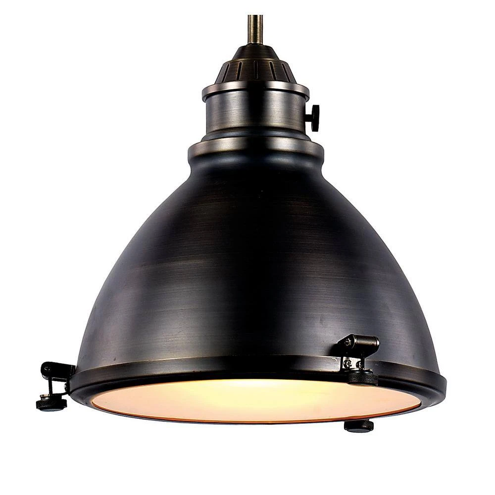 Performance 13 in. 1-Light Weathered Bronze Hanging Kitchen Pendant Light with Metal Shade by Bel Air Lighting 8 Performance 13 in. 1-Light Weathered Bronze Hanging Kitchen Pendant Light with Metal Shade by Bel Air Lighting - Image 6