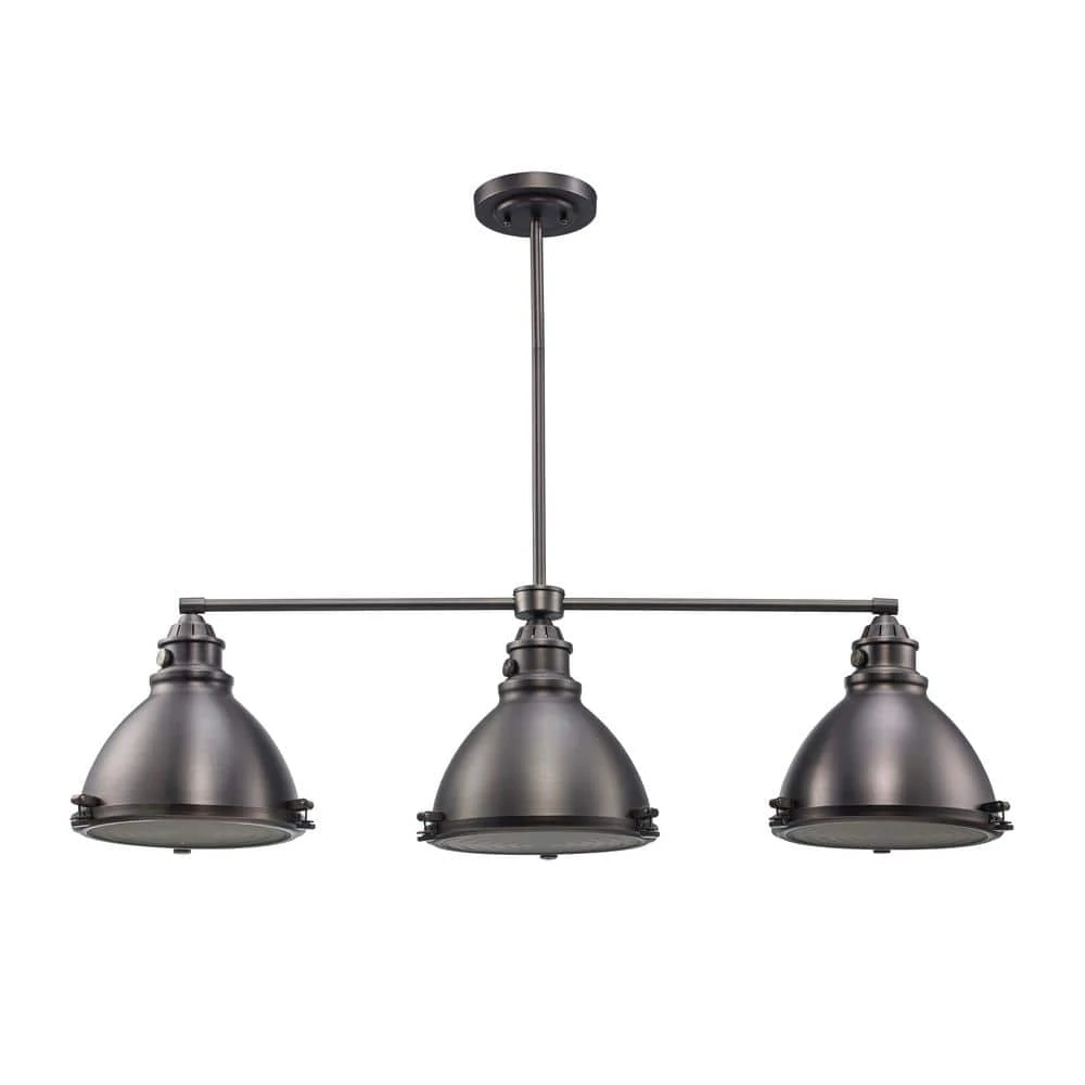 Performance 3-Light Weathered Bronze Hanging Kitchen Island Pendant Light with Metal Shades by Bel Air Lighting 10 Performance 3-Light Weathered Bronze Hanging Kitchen Island Pendant Light with Metal Shades by Bel Air Lighting - Image 8