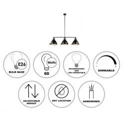 Performance 3-Light Weathered Bronze Hanging Kitchen Island Pendant Light with Metal Shades by Bel Air Lighting 13 Performance 3-Light Weathered Bronze Hanging Kitchen Island Pendant Light with Metal Shades by Bel Air Lighting -GlowNest Shop weathered bronze bel air lighting chandeliers pnd 1007 wb 40 1000