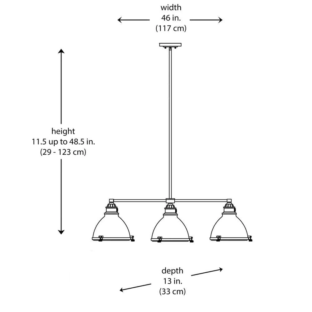 Performance 3-Light Weathered Bronze Hanging Kitchen Island Pendant Light with Metal Shades by Bel Air Lighting 7 Performance 3-Light Weathered Bronze Hanging Kitchen Island Pendant Light with Metal Shades by Bel Air Lighting - Image 5