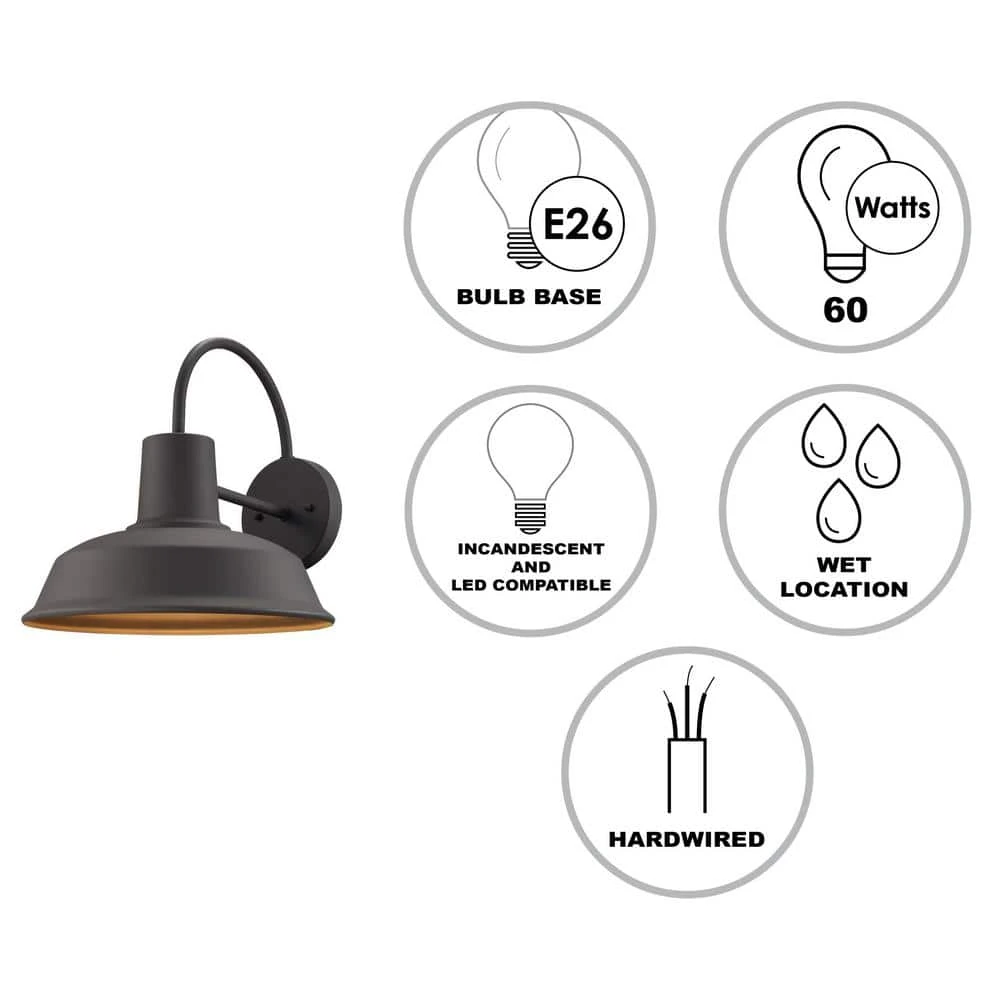 Tacoma 1-Light Weathered Bronze Barn Farmhouse Outdoor Wall Light Sconce by Bel Air Lighting 7 Tacoma 1-Light Weathered Bronze Barn Farmhouse Outdoor Wall Light Sconce by Bel Air Lighting - Image 5