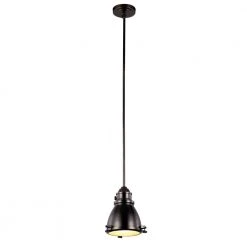 Performance 1-Light Weathered Bronze Hanging Mini Kitchen Pendant Light with Metal Shade by Bel Air Lighting