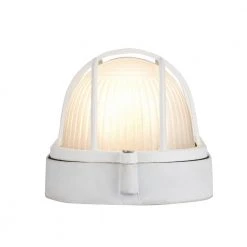 Aria 8.25 in. 1-Light White Oval Bulkhead Outdoor Wall Light with Ribbed Glass by Bel Air Lighting -GlowNest Shop white bel air lighting bulkhead lights 41005 wh 1d 1000