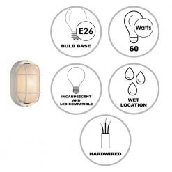 Aria 8.25 in. 1-Light White Oval Bulkhead Outdoor Wall Light with Ribbed Glass by Bel Air Lighting -GlowNest Shop white bel air lighting bulkhead lights 41005 wh 40 1000