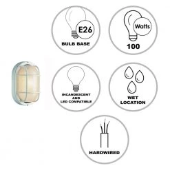 Aria 11 in. 1-Light White Oval Bulkhead Outdoor Wall Light with Ribbed Glass by Bel Air Lighting 10 Aria 11 in. 1-Light White Oval Bulkhead Outdoor Wall Light with Ribbed Glass by Bel Air Lighting -GlowNest Shop white bel air lighting bulkhead lights 41015 wh 40 1000