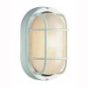Aria 11 in. 1-Light White Oval Bulkhead Outdoor Wall Light with Ribbed Glass by Bel Air Lighting