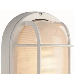 Aria 11 in. 1-Light White Oval Bulkhead Outdoor Wall Light with Ribbed Glass by Bel Air Lighting 11 Aria 11 in. 1-Light White Oval Bulkhead Outdoor Wall Light with Ribbed Glass by Bel Air Lighting -GlowNest Shop white bel air lighting bulkhead lights 41015 wh c3 1000