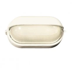 Mesa II 1-Light White Oval Bulkhead Outdoor Wall Light with Ribbed Glass by Bel Air Lighting