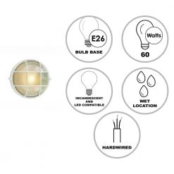 Aria 8 in. 1-Light White Round Bulkhead Outdoor Wall Light with Frosted Glass by Bel Air Lighting 12 Aria 8 in. 1-Light White Round Bulkhead Outdoor Wall Light with Frosted Glass by Bel Air Lighting -GlowNest Shop white bel air lighting bulkhead lights 41505 wh 40 1000