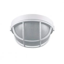 Aria 10 in. 1-Light White Round Bulkhead Outdoor Wall Light with Frosted Glass by Bel Air Lighting -GlowNest Shop white bel air lighting bulkhead lights 41515 wh 4f 1000