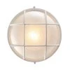 Aria 10 in. 1-Light White Round Bulkhead Outdoor Wall Light with Frosted Glass by Bel Air Lighting