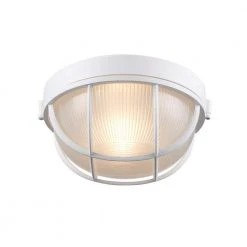 Aria 10 in. 1-Light White Round Bulkhead Outdoor Wall Light with Frosted Glass by Bel Air Lighting -GlowNest Shop white bel air lighting bulkhead lights 41515 wh c3 1000