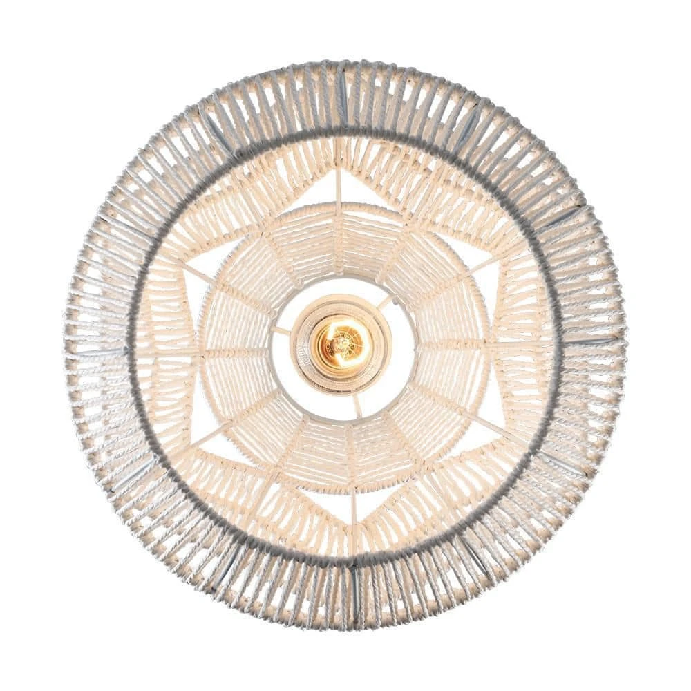 1-Light White Rope Basket Pendant Light with Woven Shade by Bel Air Lighting 6 1-Light White Rope Basket Pendant Light with Woven Shade by Bel Air Lighting - Image 4