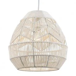 1-Light White Rope Basket Pendant Light with Woven Shade by Bel Air Lighting 15 1-Light White Rope Basket Pendant Light with Woven Shade by Bel Air Lighting -GlowNest Shop white bel air lighting chandeliers 1001721112 4f 1000