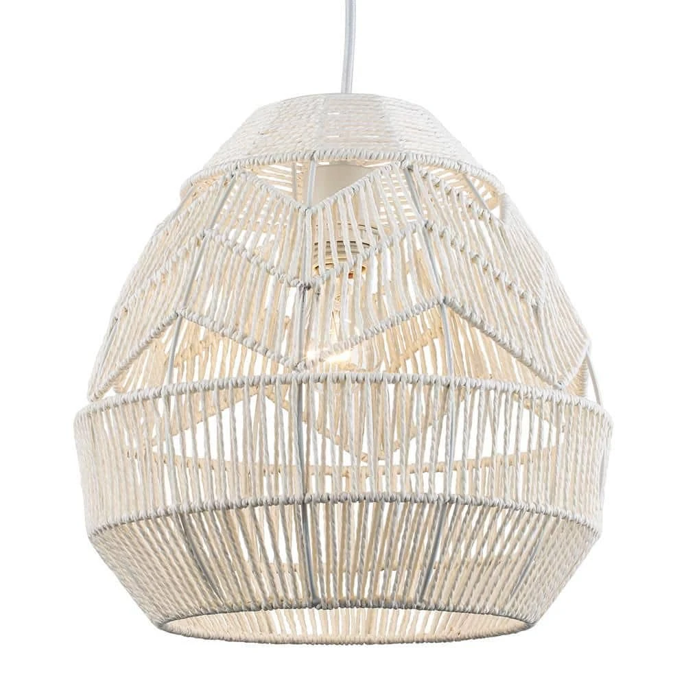 1-Light White Rope Basket Pendant Light with Woven Shade by Bel Air Lighting 9 1-Light White Rope Basket Pendant Light with Woven Shade by Bel Air Lighting - Image 7