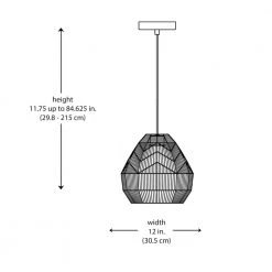 1-Light White Rope Basket Pendant Light with Woven Shade by Bel Air Lighting 13 1-Light White Rope Basket Pendant Light with Woven Shade by Bel Air Lighting -GlowNest Shop white bel air lighting chandeliers 1001721112 77 1000