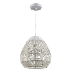 1-Light White Rope Basket Pendant Light with Woven Shade by Bel Air Lighting 14 1-Light White Rope Basket Pendant Light with Woven Shade by Bel Air Lighting -GlowNest Shop white bel air lighting chandeliers 1001721112 c3 1000