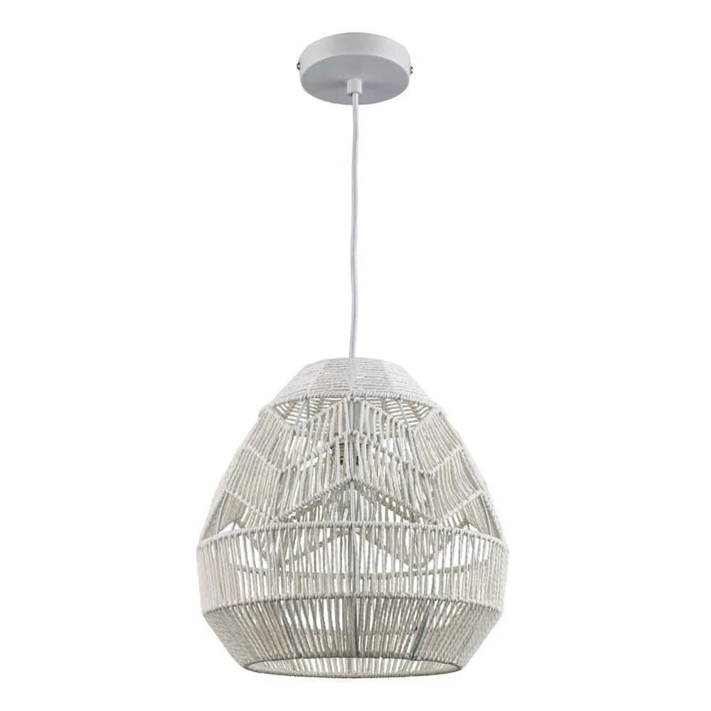 1-Light White Rope Basket Pendant Light with Woven Shade by Bel Air Lighting 8 1-Light White Rope Basket Pendant Light with Woven Shade by Bel Air Lighting - Image 6