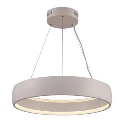 23.25 in. 38-Watt Integrated LED White Hanging Kitchen Pendant Light with Round Metal Shade by Bel Air Lighting