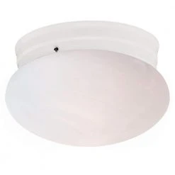 Dash 8 in. 1-Light White Flush Mount Kitchen Ceiling Light Fixture with Marbleized Glass by Bel Air Lighting