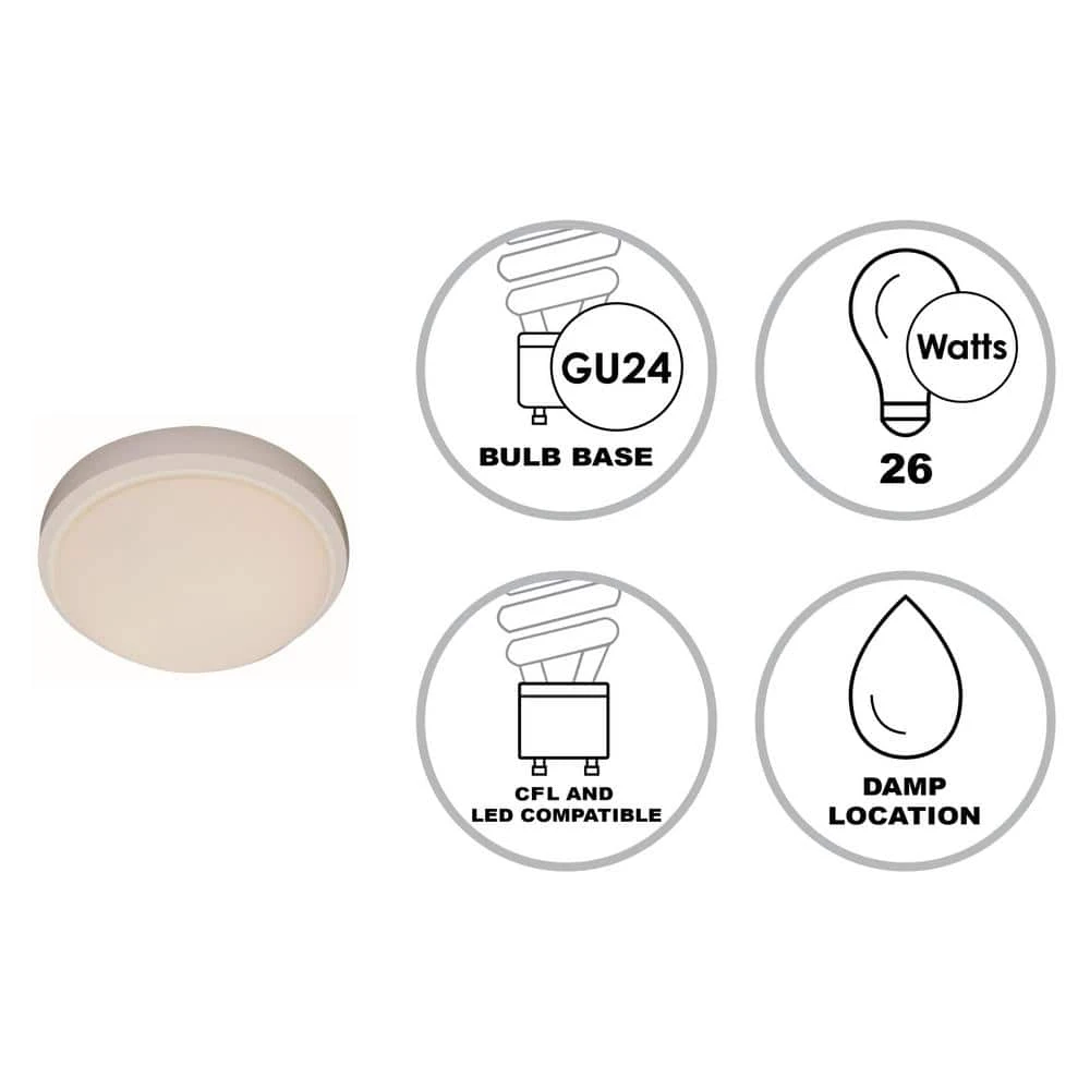 Bliss 11 in. 1-Light White CFL Flush Mount Kitchen Ceiling Light Fixture with Frosted Shade by Bel Air Lighting 3 Bliss 11 in. 1-Light White CFL Flush Mount Kitchen Ceiling Light Fixture with Frosted Shade by Bel Air Lighting - Image 2