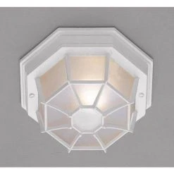 Benkert 9 in. 1-Light White Outdoor Flush Mount Ceiling Light with Frosted Glass by Bel Air Lighting -GlowNest Shop white bel air lighting outdoor flush mount lights 40581 wh c3 1000