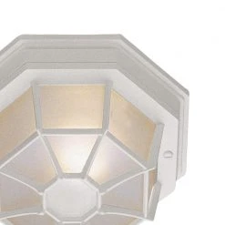 Benkert 11 in. 1-Light White Outdoor Flush Mount Ceiling Light with Frosted Glass by Bel Air Lighting -GlowNest Shop white bel air lighting outdoor flush mount lights 40582 wh 4f 1000