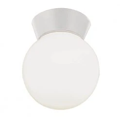 Pershing 6 in. White Outdoor Flush Mount Ceiling Light with Opal Glass Globe Shade by Bel Air Lighting
