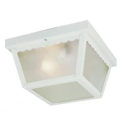 Samantha 1-Light White Outdoor Flush Mount Ceiling Light with Frosted Glass by Bel Air Lighting