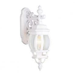 Francisco 1-Light White Outdoor Wall Light Sconce Lantern with Clear Glass by Bel Air Lighting