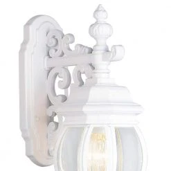 Francisco 1-Light White Outdoor Wall Light Sconce Lantern with Clear Glass by Bel Air Lighting -GlowNest Shop white bel air lighting outdoor sconces 4053 wh c3 1000