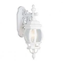 Francisco 3-Light White Outdoor Wall Light Sconce Lantern with Clear Glass by Bel Air Lighting