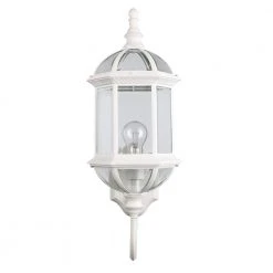 Wentworth 1-Light Large White Outdoor Wall Light Sconce Lantern with Clear Glass by Bel Air Lighting -GlowNest Shop white bel air lighting outdoor sconces 4180 wh 4f 1000