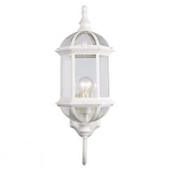 Wentworth 1-Light Large White Outdoor Wall Light Sconce Lantern with Clear Glass by Bel Air Lighting