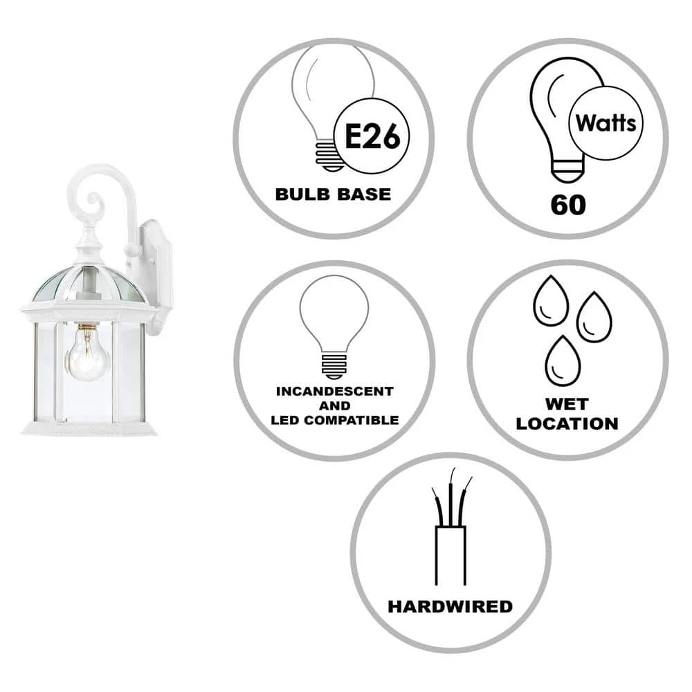 Wentworth 1-Light Small White Outdoor Wall Light Sconce Lantern with Clear Glass by Bel Air Lighting 5 Wentworth 1-Light Small White Outdoor Wall Light Sconce Lantern with Clear Glass by Bel Air Lighting - Image 3