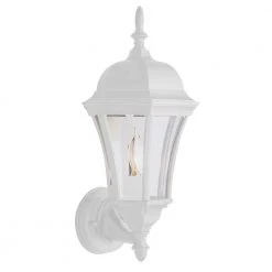 Burlington 1-Light White Outdoor Wall Light Coach Lantern with Clear Glass by Bel Air Lighting
