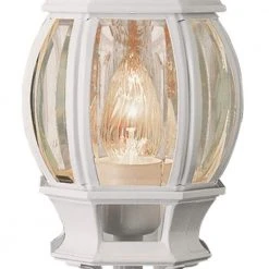 Parsons 1-Light White Outdoor Lamp Post Lantern Mount with Clear Glass by Bel Air Lighting -GlowNest Shop white bel air lighting post lanterns 4060 wh 4f 1000