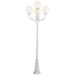 Wilshire 7.5 ft. 4-Light White Outdoor Lamp Post Pole Lantern with Opal Acrylic Shade by Bel Air Lighting
