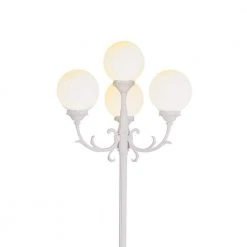 Wilshire 7.5 ft. 4-Light White Outdoor Lamp Post Pole Lantern with Opal Acrylic Shade by Bel Air Lighting -GlowNest Shop white bel air lighting post light sets 4080 wh c3 1000